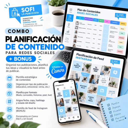 Combo de Planificación de Contenido + Plantilla Feed de Instagram